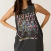 Sale - Kiss Bikers Boyfriend Muscle Tank - Vintage Black Graphic Tees