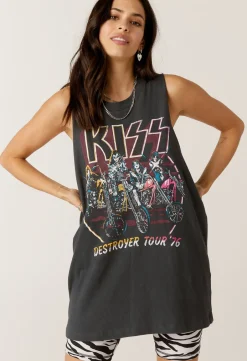 Sale - Kiss Bikers Boyfriend Muscle Tank - Vintage Black Graphic Tees