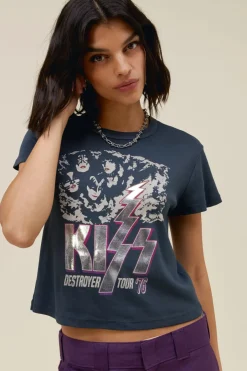 New - Kiss Destroyer Tour ‘76 Shrunken Tee - Vintage Black Graphic Tees