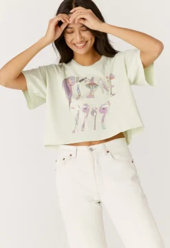 Discount - Prince 1999 Cropped Tee - Green Mist Graphic Tees