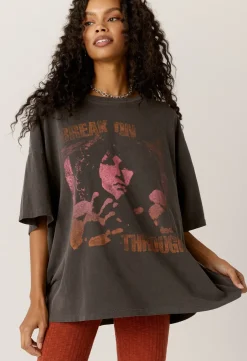 New - The Doors Break On Through One Size Tee - Pigment Dye Black Graphic Tees