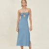 Outlet - Clementine Dress - Steel Blue Dresses | Midi