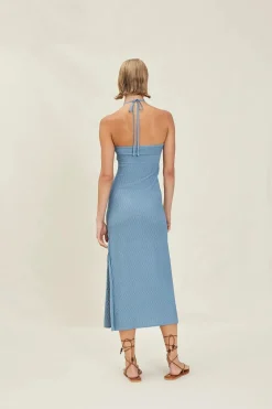 Outlet - Clementine Dress - Steel Blue Dresses | Midi