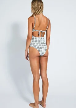 Clearance - Milena Full Piece - Off White Plaid One Piece