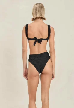 Clearance - Walker Bottom - Black Crinkle Bikini
