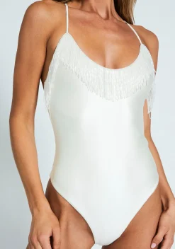 Fashion - Winnie Full Piece - Off White Satin One Piece