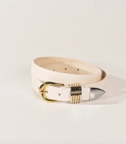 Hot - Hollyhock Mixed Metal Belt - Ivory/Silver/Gold Belts