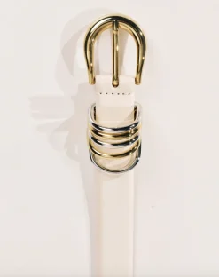 Hot - Hollyhock Mixed Metal Belt - Ivory/Silver/Gold Belts