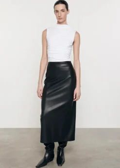 Best - Ankle Length Leather Skirt - Black Long Skirts