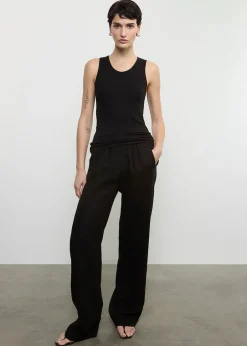 Online - Linen Everywhere Pant - Black Pants