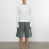 Hot - Linen Open Knit Crewneck Sweater - White Sweaters & Knits