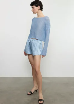 Fashion - Linen Open Knit Bateau Sweater - Sky Sweaters & Knits | Shorts