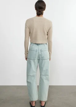 Best - Linen Open Knit Cropped V Neck Cardigan - Basalt Sweaters & Knits