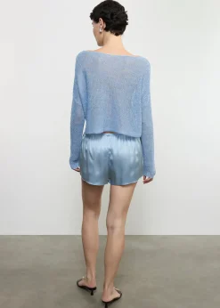 Fashion - Linen Open Knit Bateau Sweater - Sky Sweaters & Knits | Shorts