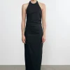 Hot - Poplin Halter Dress - Black Long Dresses | Dresses
