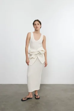 Clearance - Puckered Tank Dress - Vanilla Midi | Midi Dresses