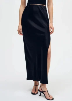 Best - Satin Bias Skirt - Black Long Skirts