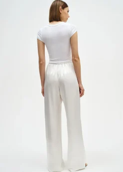 New - Satin Wide Leg Pant - Cloud Pants