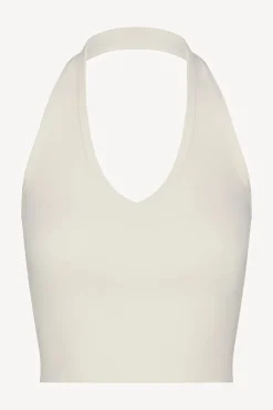 Hot - Cropped Halter Top - Cream Crop Tops