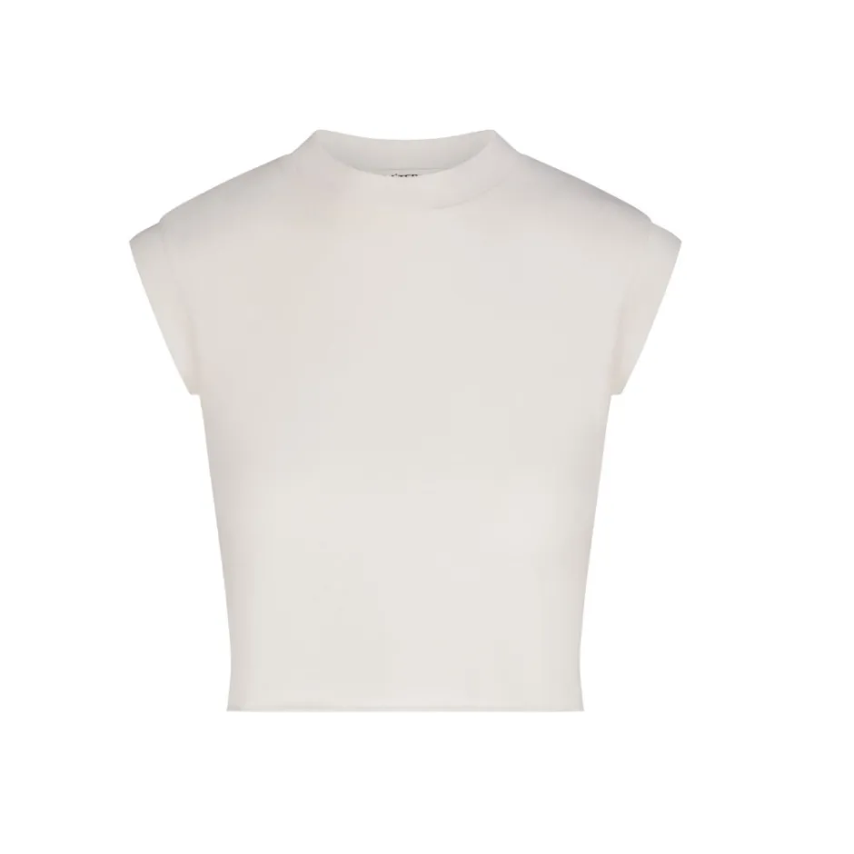 Sale - Cropped Muscle Tank - Ivory Crop Tops