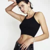 Fashion - Cropped Rib Tank - Black Crop Tops
