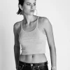 Discount - Cropped Rib Tank - Heather Grey Crop Tops