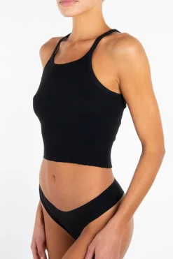 Fashion - Cropped Rib Tank - Black Crop Tops