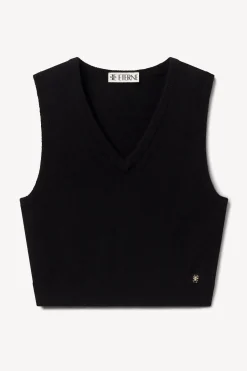 Sale - Lenny Cashmere Vest - Black Crop Tops