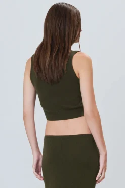 Discount - Lenny Cashmere Vest - Moss Crop Tops