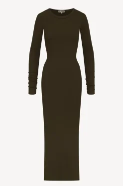 Hot - Long Sleeve Crewneck Maxi Dress - Moss Dresses | Long Dresses