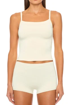 New - 90's Tank - Cream Crop Tops