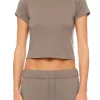 New - Short Sleeve Baby Tee - Clay Crop Tops