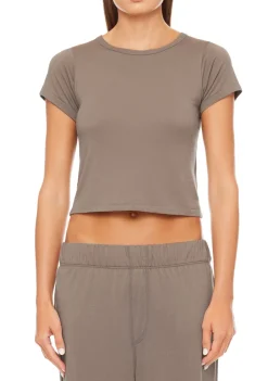 New - Short Sleeve Baby Tee - Clay Crop Tops