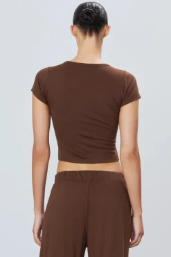 Hot - Short Sleeve Baby Tee - Chocolate Crop Tops