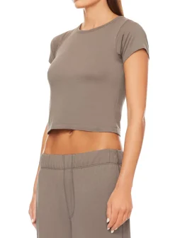 New - Short Sleeve Baby Tee - Clay Crop Tops