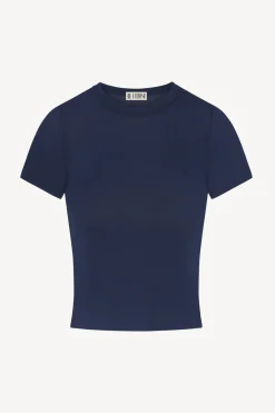 Fashion - Short Sleeve Baby Tee - Navy Crop Tops