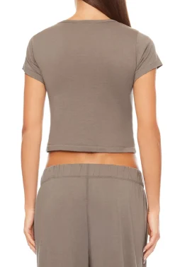 New - Short Sleeve Baby Tee - Clay Crop Tops