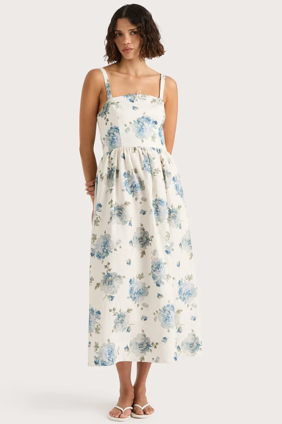 Hot - Vera Midi Dress - Cecile Floral/Pale Blue Midi | Midi Dresses