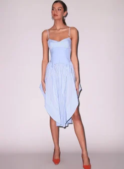 Best - Poplin Cupped Midi Dress - Stripe Sky Midi | Midi Dresses