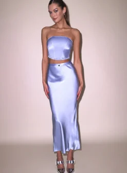 Online - Silk Bias Skirt - Pastel Sky Long Skirts