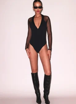 Hot - Tuxedo Bodysuit - Black Bodysuits