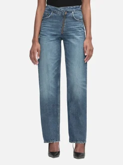 Outlet - Angled Zipper Long Barrel - Pearl District Straight | Denim