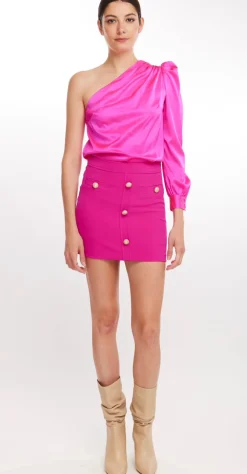 Best - Adeline One Shoulder Blouse - Hot Pink Blouses