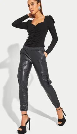 Sale - Aidan Vegan Leather Jogger - Black Pants