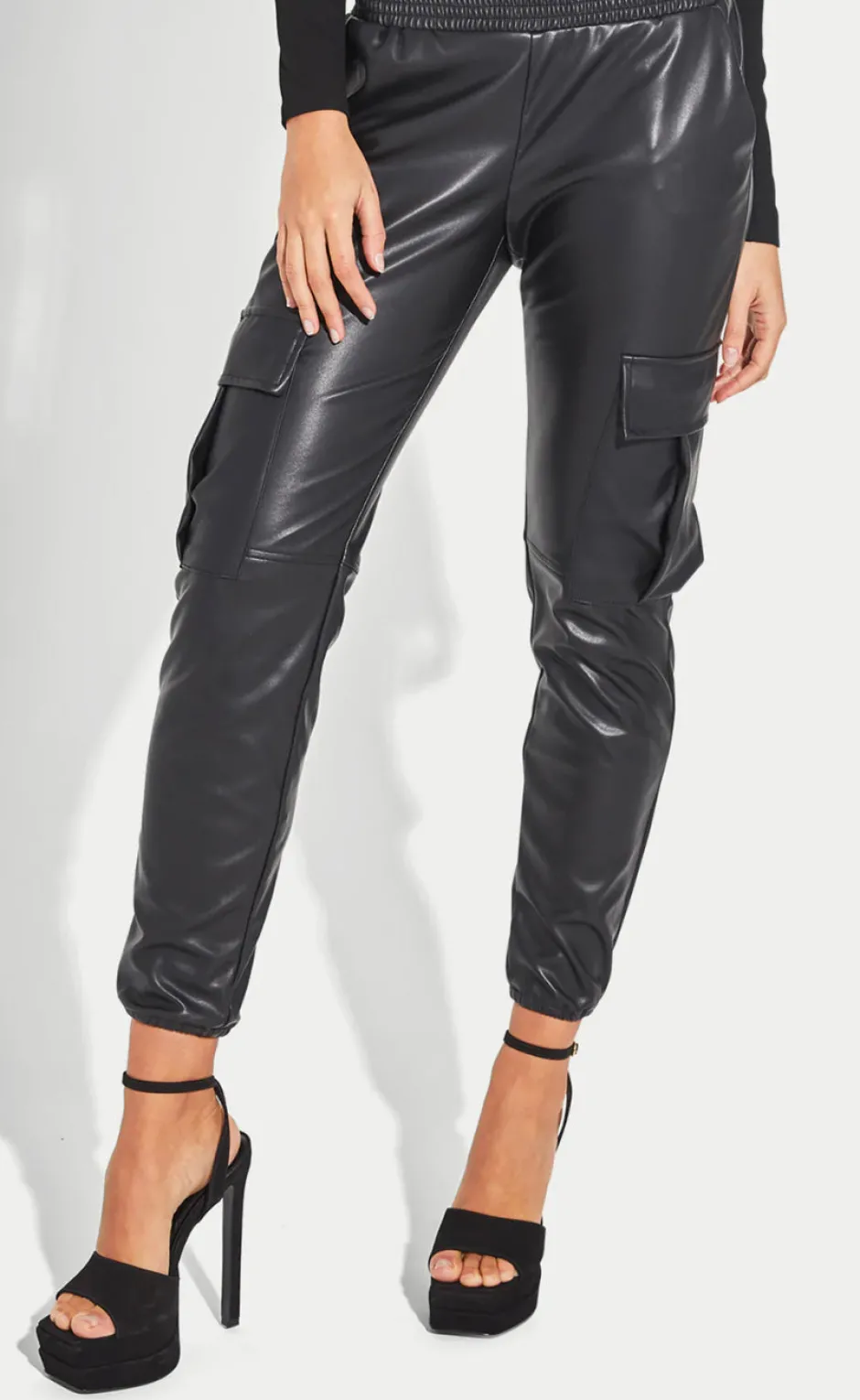Sale - Aidan Vegan Leather Jogger - Black Pants