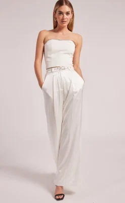 Sale - Alexia Satin Pants - White Pants