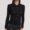 Clearance - Angelica Pointelle Sweater - Black Sweaters & Knits