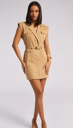 Hot - Biel Gabardine Dress - Taupe Dresses | Mini Dresses