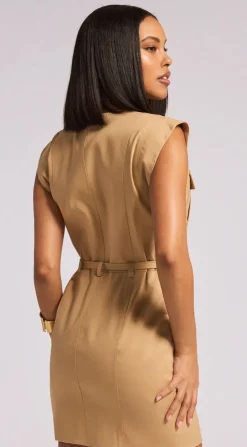 Hot - Biel Gabardine Dress - Taupe Dresses | Mini Dresses