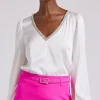 Sale - Catalina Crystal Blouse - White Blouses